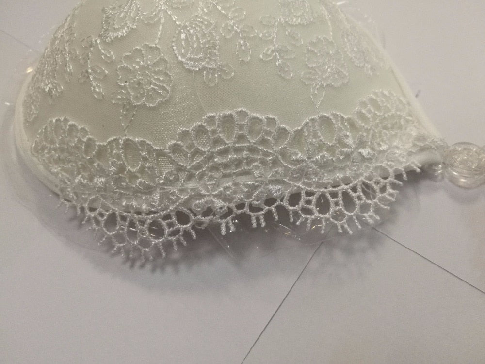 White Lace Embroidery Bra Super Push Up Silicone Bralette Backless Strapless Invisible Pushup Sticky Bras for Women Wedding