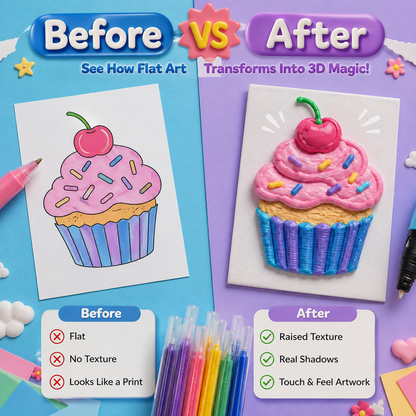 🎨Popcorn IEY® 3D Puffy Pens 18-Color Set | Magical Coloring Pens That “Rise” After Drawing | Kids’ Early Learning DIY Craft Gift Set