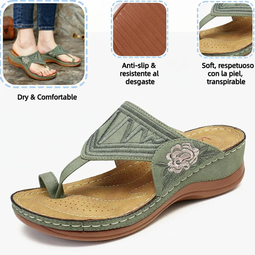 🌸Retro-style embroidered summer sandals | Ergonomic arch support — Walk all day without fatigue | Non-slip and breathable