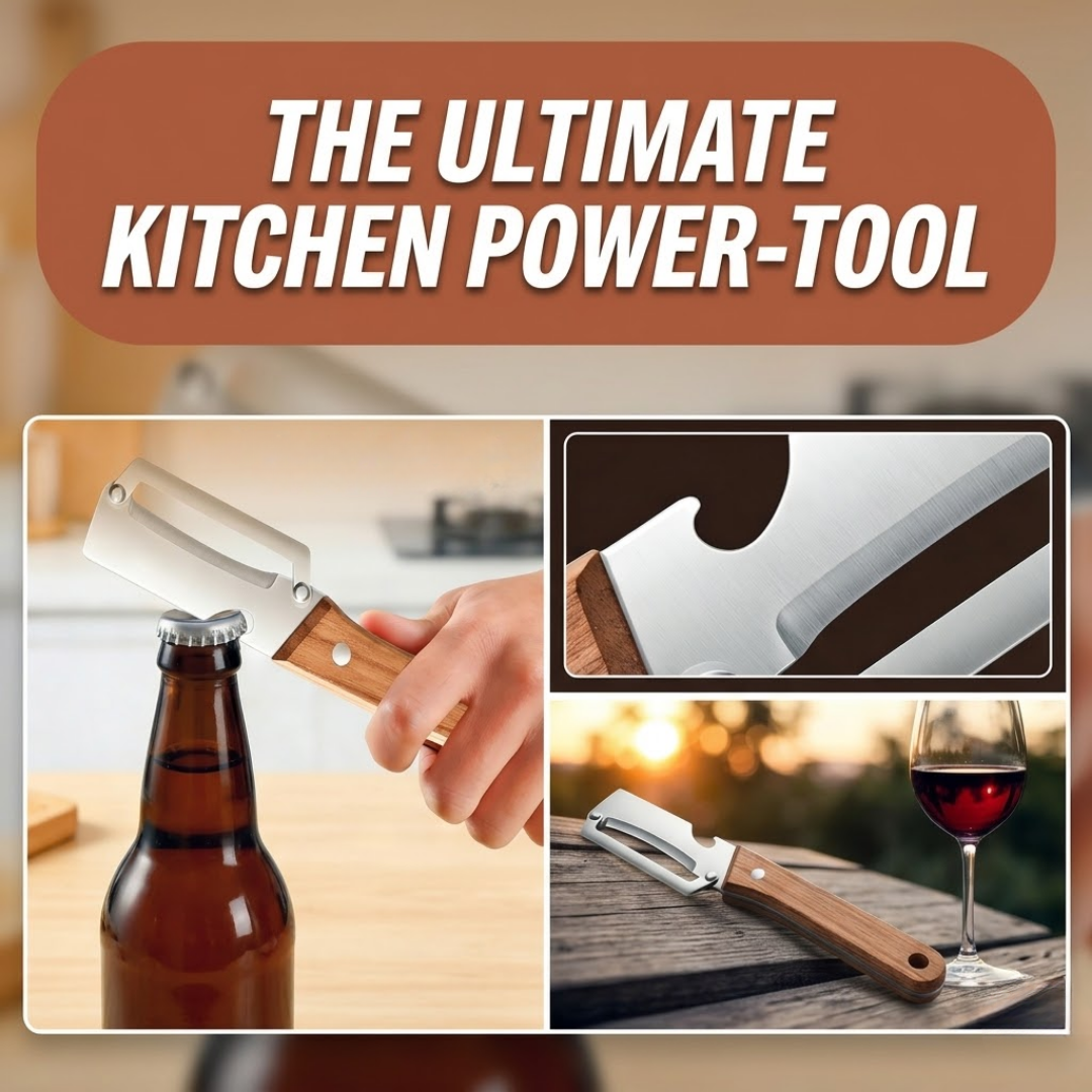 (Mother’s Day Sale 💖)2-in-1 Stainless Steel Vegetable Peeler with Wooden Handle & Bottle Opener