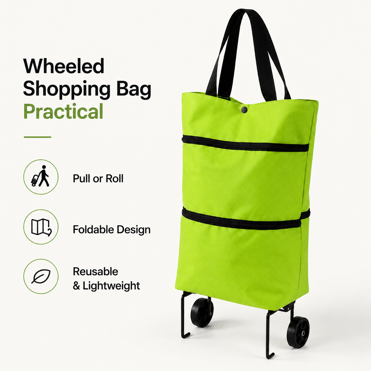 🛒 New Foldable Shopping Trolley – Waterproof, Sturdy & 2-in-1 Carry Bag Design!