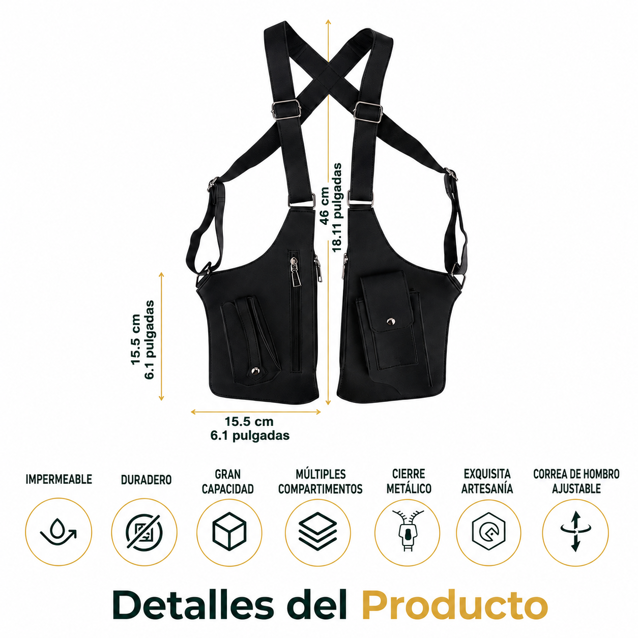 Bandolera Doble Multibolsillos