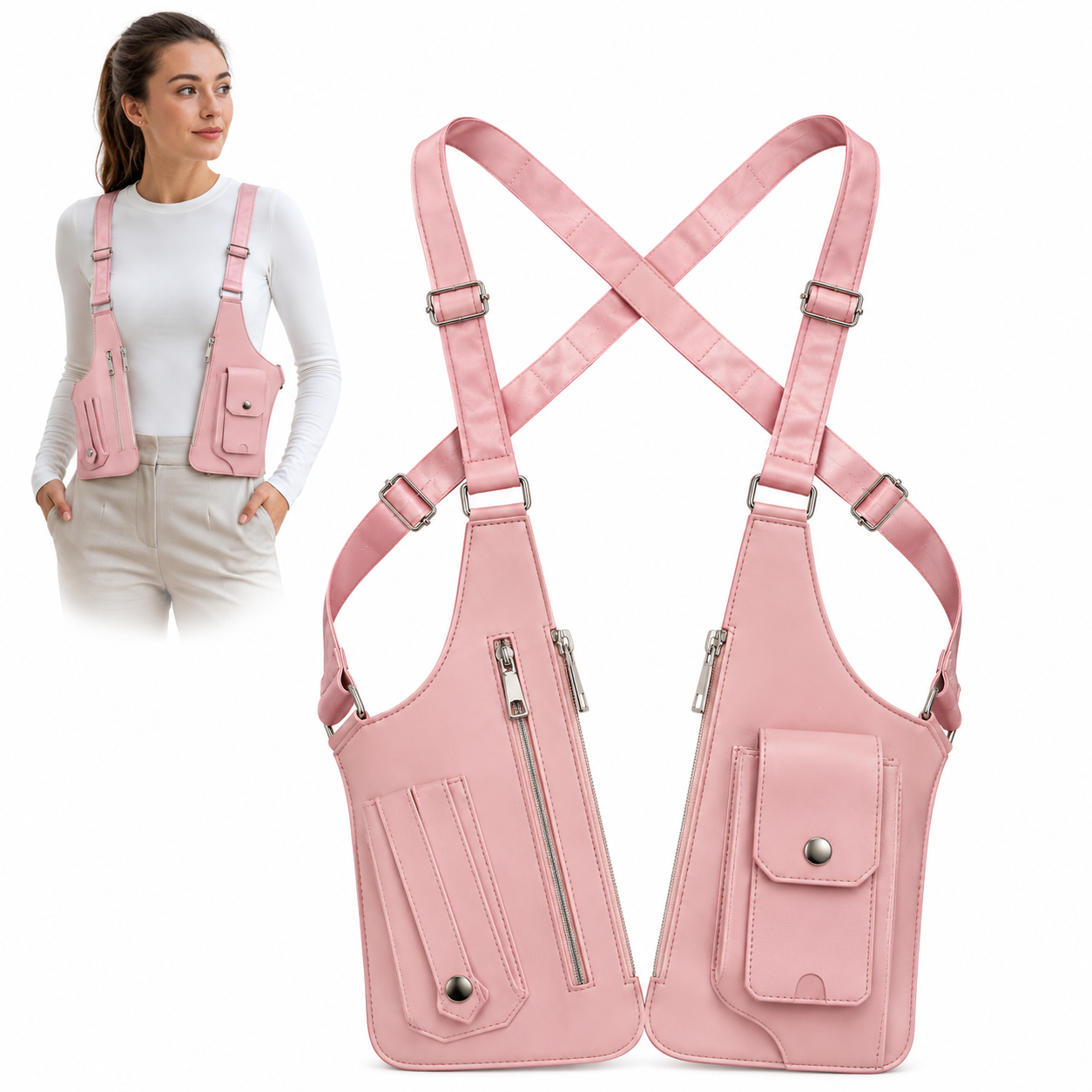 Bandolera Doble Multibolsillos