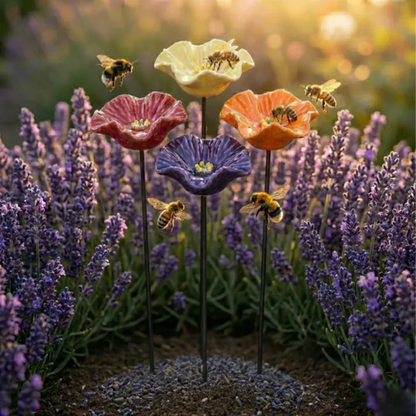 Bee Blossoms Handcrafted Ceramic Bee Water Stations | Set of 4