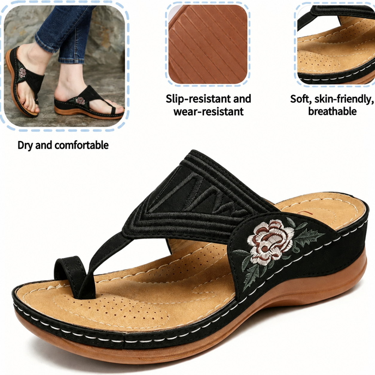 🌸Retro-style embroidered summer sandals | Ergonomic arch support — Walk all day without fatigue | Non-slip and breathable