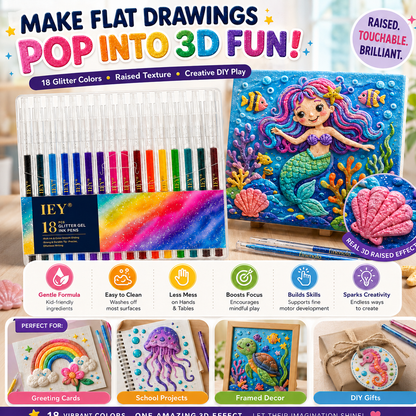 🎨Popcorn IEY® 3D Puffy Pens 18-Color Set | Magical Coloring Pens That “Rise” After Drawing | Kids’ Early Learning DIY Craft Gift Set