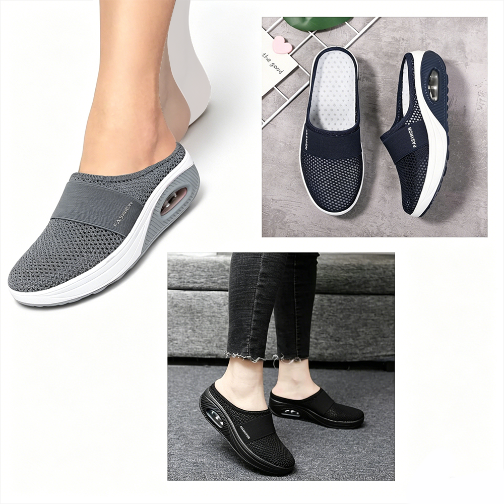 ✨ LAST DAY SALE-80% OFF ✨ BQODQO® Diabetic Air-Cushion Slip-On Walking Shoes, Orthopedic Diabetic Slippers, with Arch-Support for Women